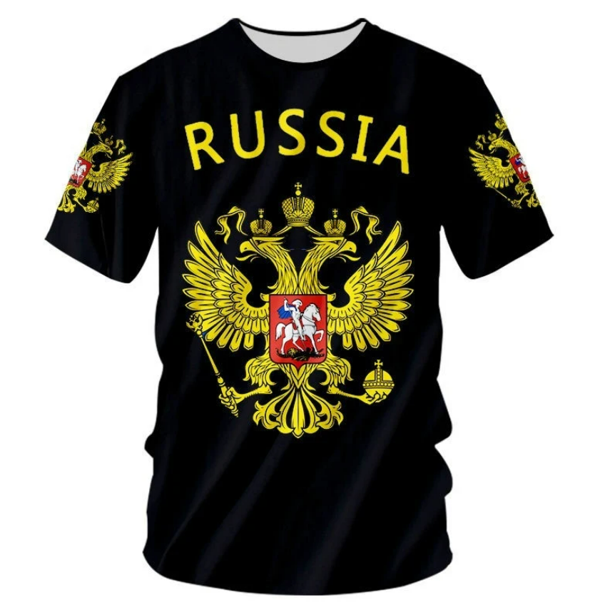 Черна тениска с герб на Русия