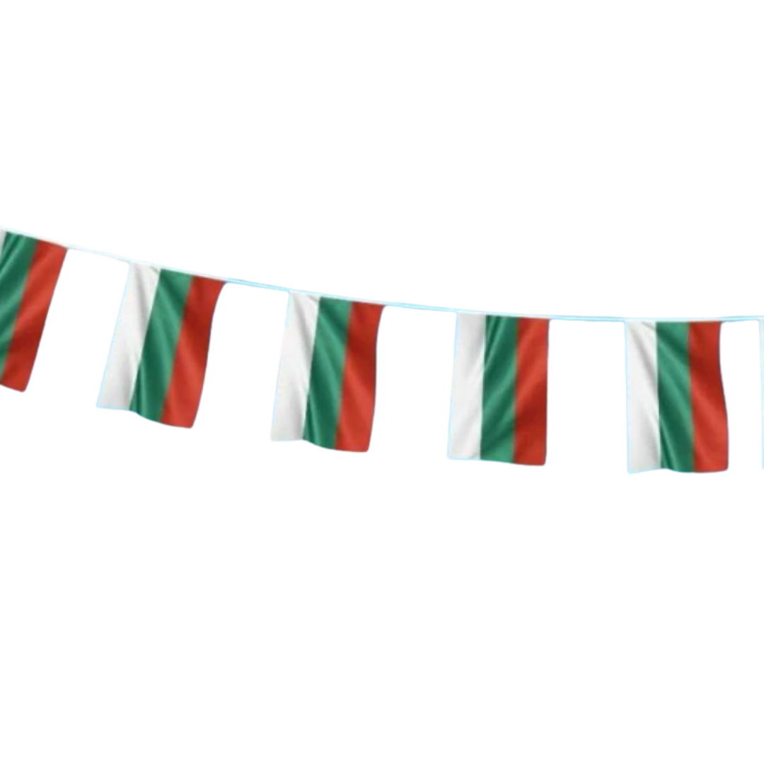 Гирлянд с 16 знамена на България на лента - 6 метра - shlio-bg.com