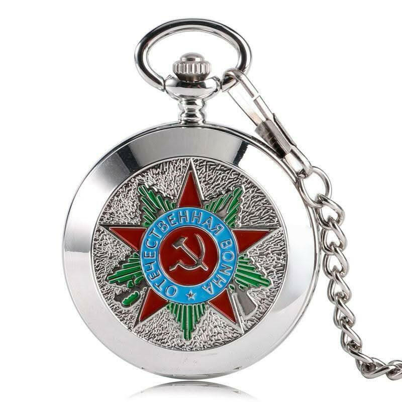 Сребрист механичен джобен часовник ''Великая отечественная война'' - код 111.