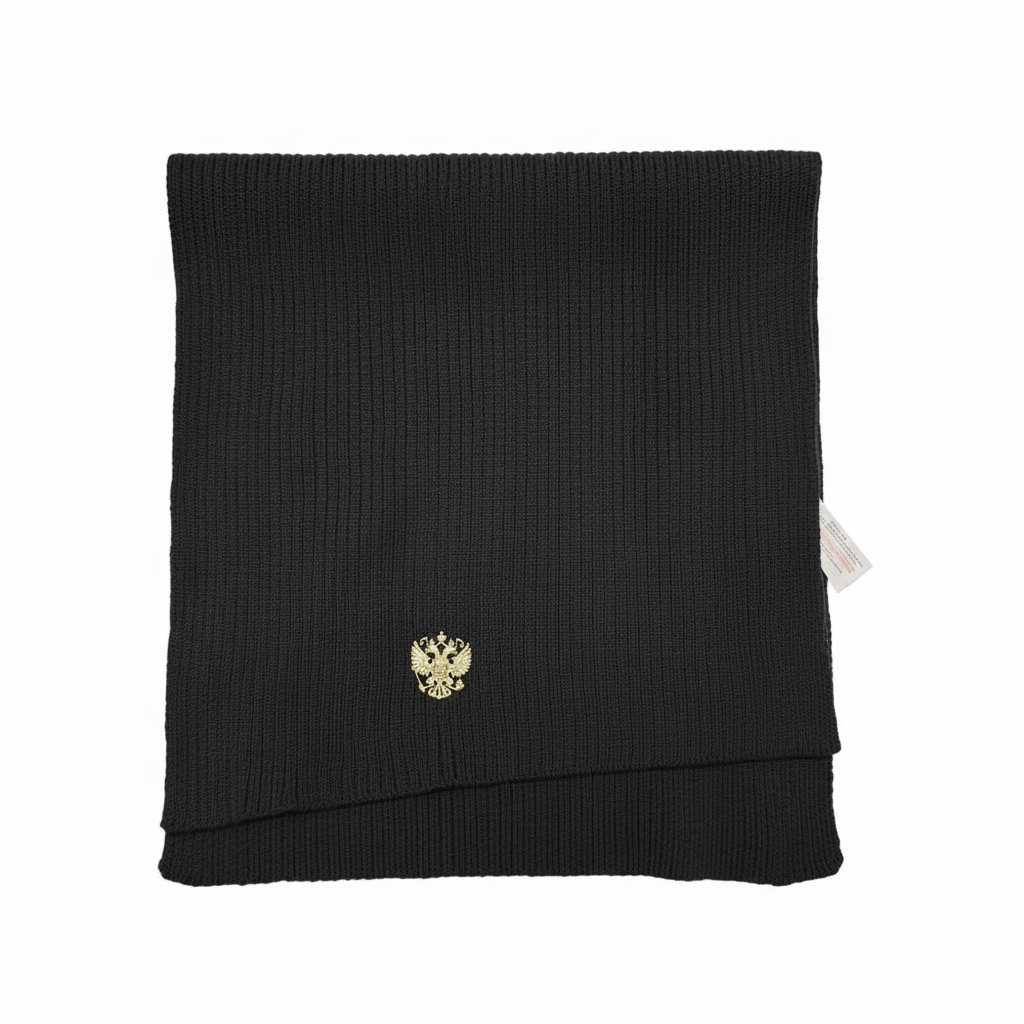 Шал с герб на Русия - в черен цвят