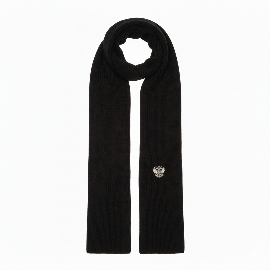 Шал с герб на Русия - в черен цвят