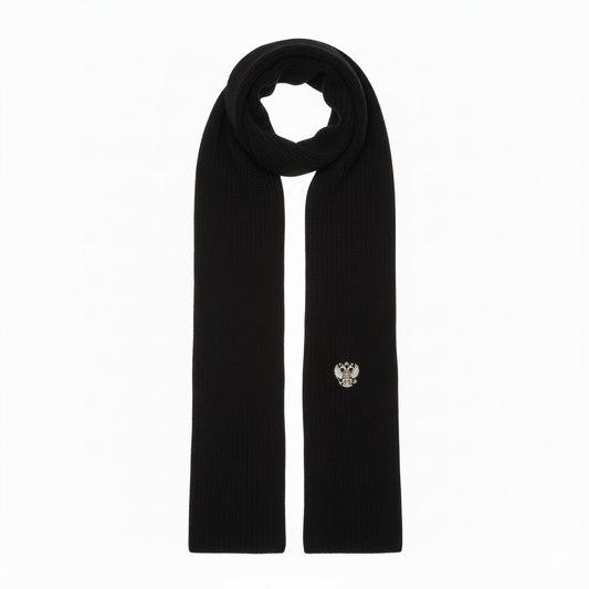 Шал с герб на Русия - в черен цвят