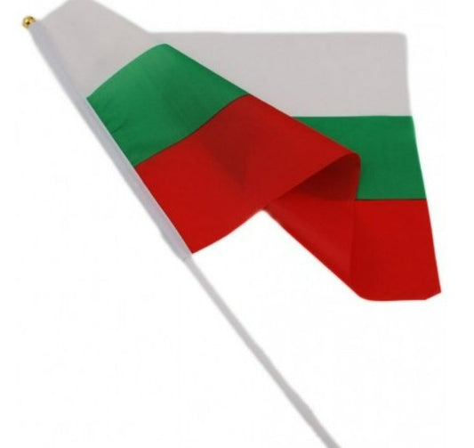 Българско знаме 14х21 см с дръжка - shlio-bg.com