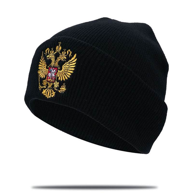 Бродирана черна шапка с герб на Русия - shlio-bg.com